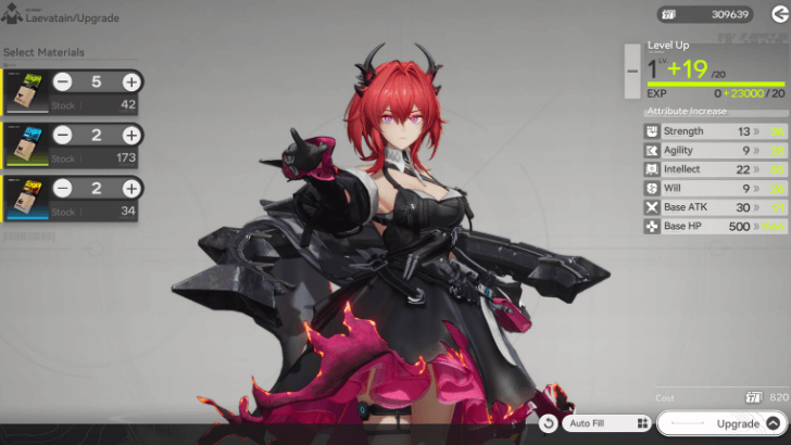 Arknights Endfield - Character Leveling Menu