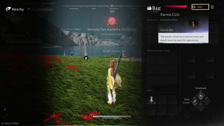 Hover Over to Karma Coins Icon