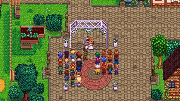 Leah and a player during their wedding ceremony