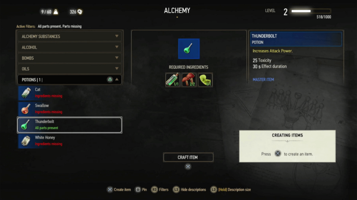 Craft Thunderbolt Potion