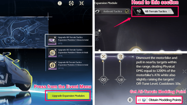 Access the Bike Expansion Module Menu