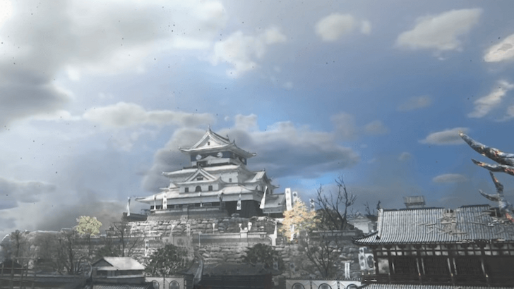 A distant view of a Japanese structure