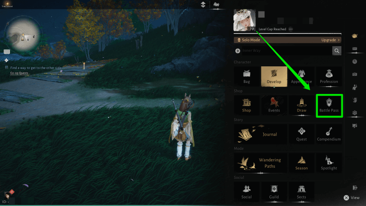 Go to Menu and Select Battle Pass