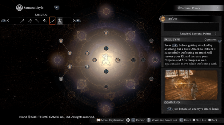 Deflect Samurai Skill