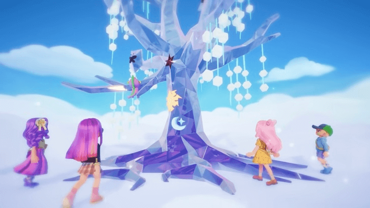 Players gather around the Tree of Harmony