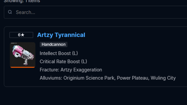View All Weapons With Matching Stats