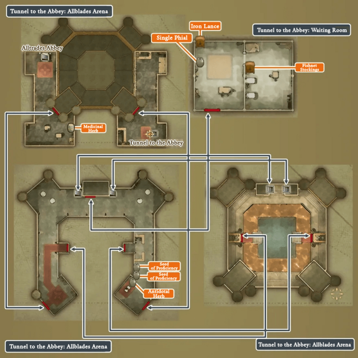 Tunnel to the Abbey: Allblades Arena Past map 2