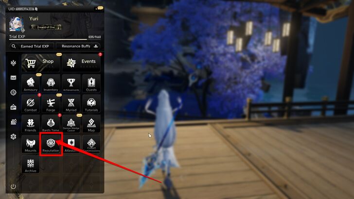 Go to the Menu and click on the Reputation tab.