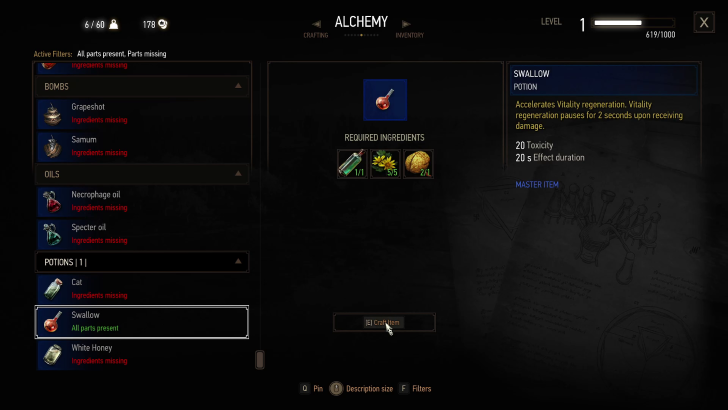 Brew a Swallow Potion