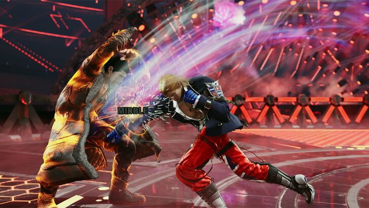 Steve hitting Dragunov with a Heat Smash