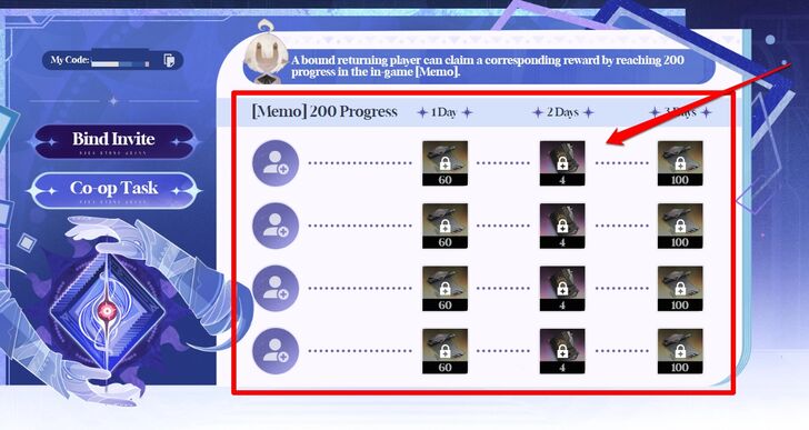 Earn additional rewards when bound friends complete daily event quests in-game.