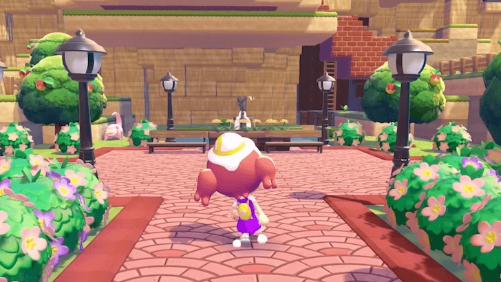 Ditto walking around a fully decorated island