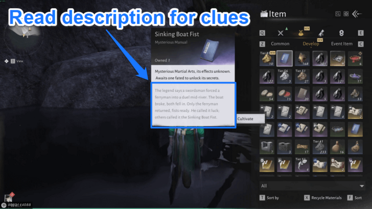 Where Winds Meet - Sinking Boat Fist Mysterious Manual Description