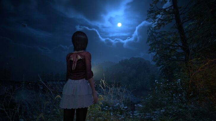 Mio Looking Up At The Moon Over Minakami Village