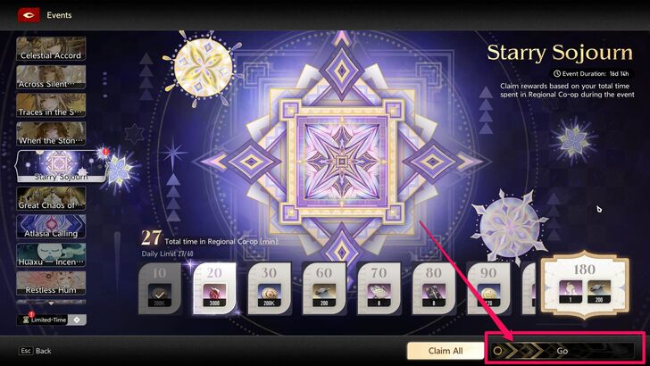 Head to Events Page and Press Go