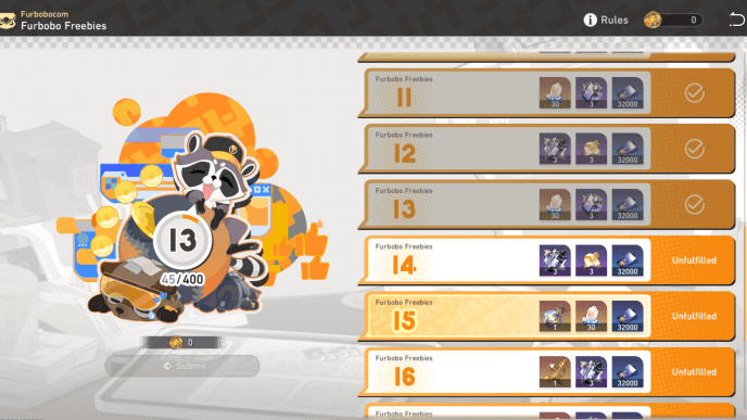 HSR Submit Arcadian Tokens to Level Furbobo Freebies