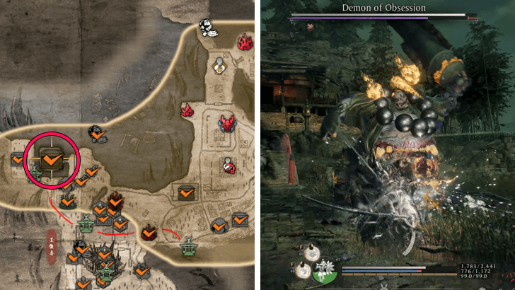 Location of Demon of Obsession Boss in Nioh 3