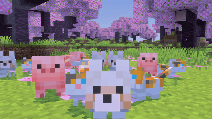 Minecraft wolf pups, piglets, kittens