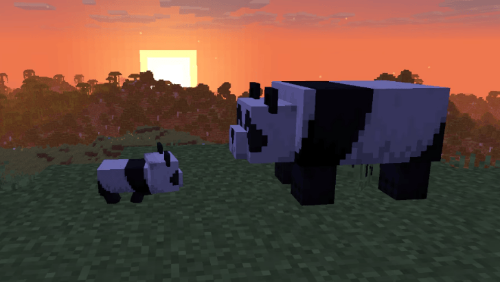 Minecraft baby and adult panda