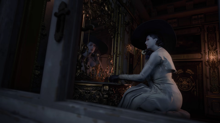 Resident Evil Mother Miranda Sitting in front of a Mirror