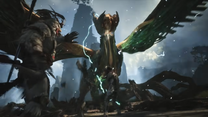 Rekon warrior fighting a giant dragon creature