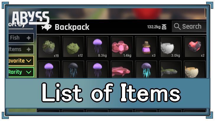 Abyss - List of Items