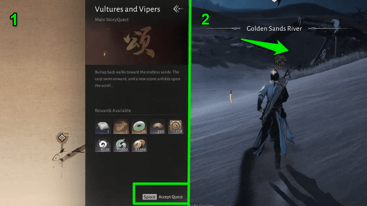 Accept the Quest Before Going to Golden Sands River