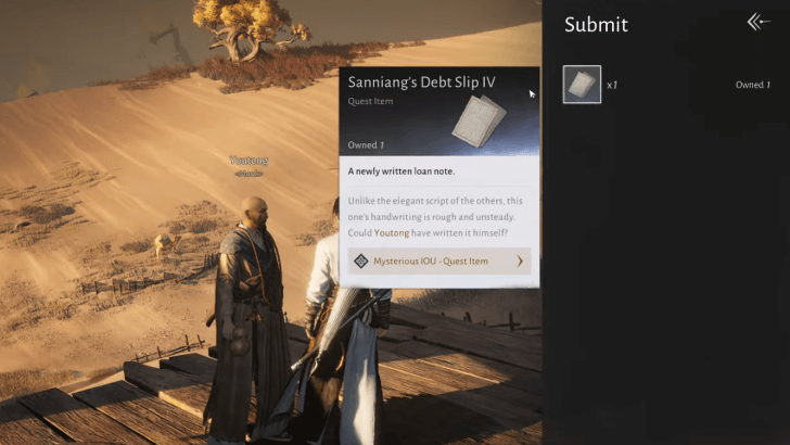 Give the IOU Note to Monk Youtong