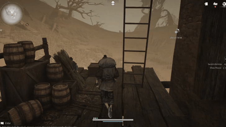 Climb Ladder After Talking to Handlebar Hu