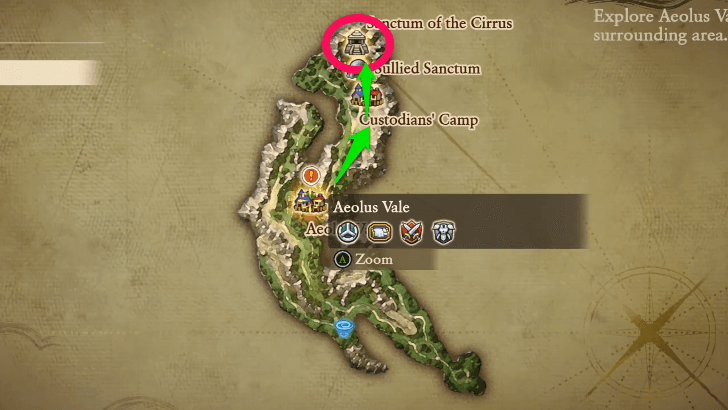 Sanctum of the Cirrus Map Location