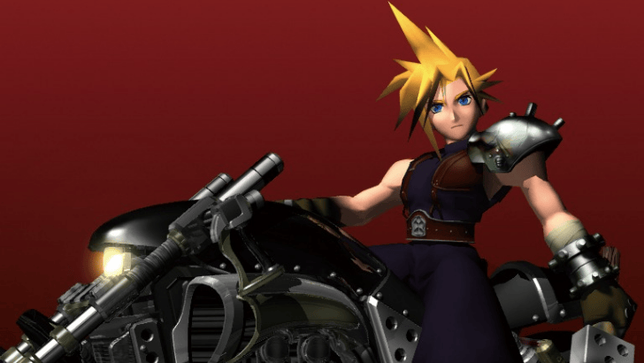 Cloud Strife FF7 with his motorcycle