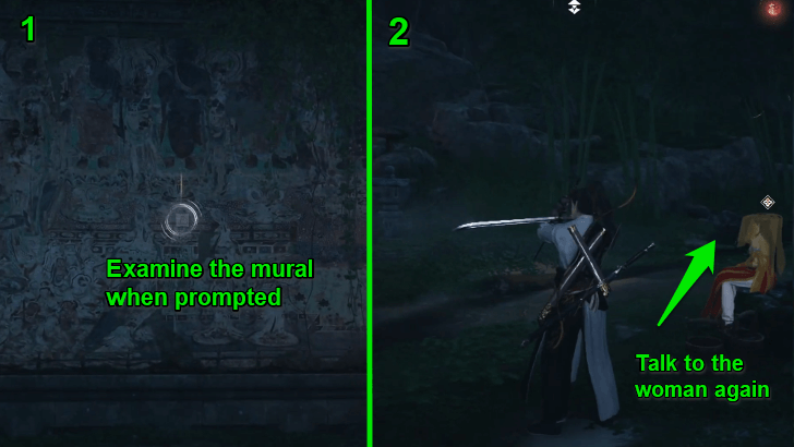 Examine Mural Before Talking to Mysterious Woman