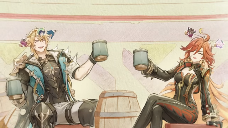 Genshin Impact Varka and Mavuika Sharing A Drink