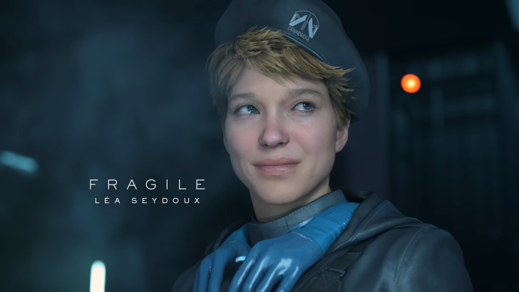 Death Stranding 2 On The Beach a smiling Fragile with text confirming her actress Lea Seydoux