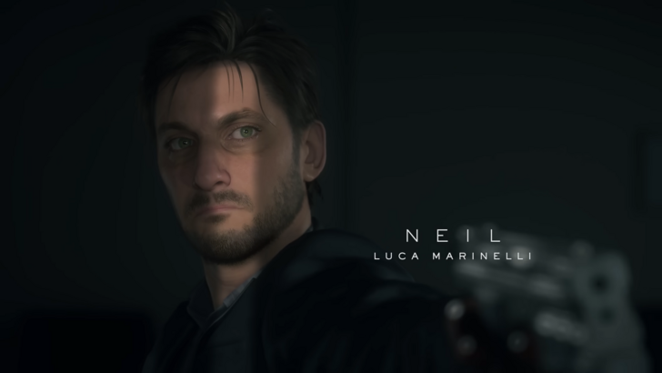 Death Stranding 2 On The Beach Neil Vana holding a gun with an empty expression with text confirming his actor Luca Marinelli