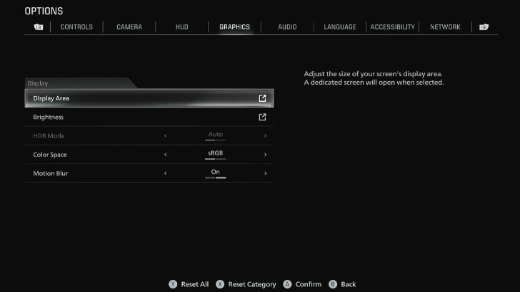 Head to Brightness under Graphics