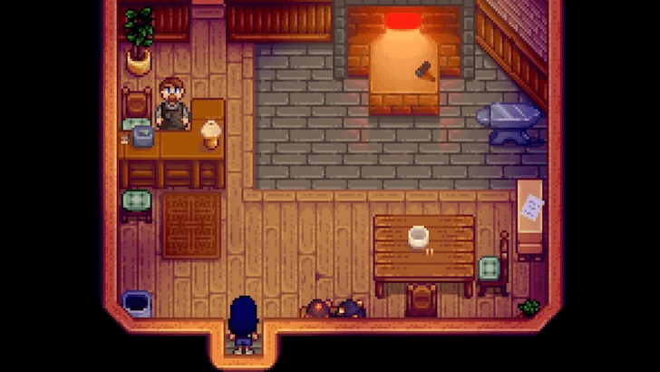 Clint inside the Blacksmith shop