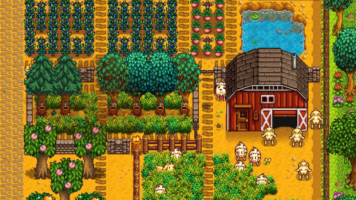 One of the first Stardew Valley fully decorated farms