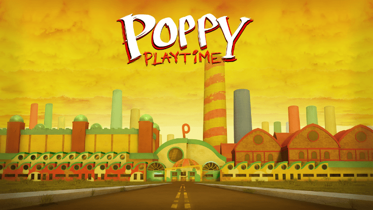 Poppy Playtime title card with factory