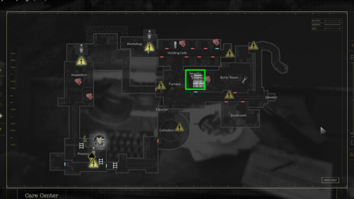 Care Center Basement Security Office Typewriter Map