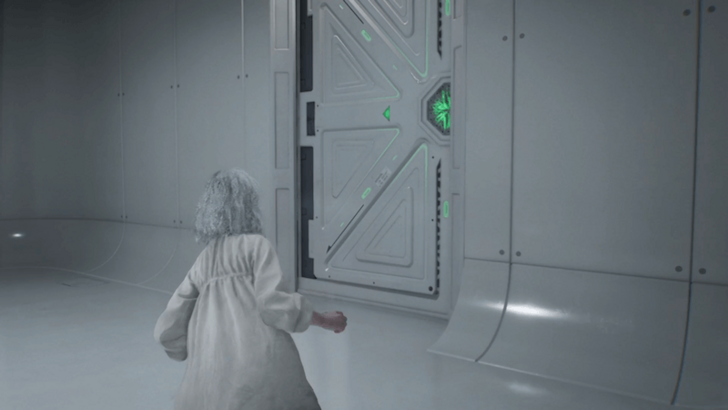 White Door with Green Lights