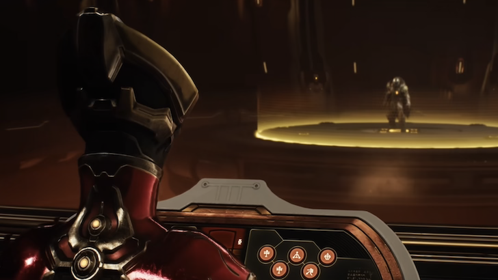 A Maykr watching the Doom Slayer