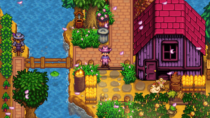 stardew valley farmer in their farm