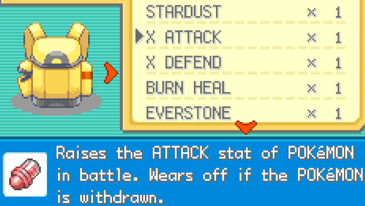 Pokemon FRLG - Battle Effect Items