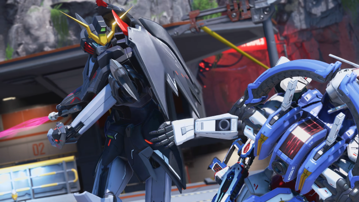 Apex Legends Gundam Deathscythe taking down Aerial with a beam saber