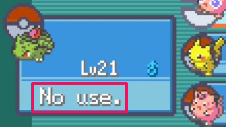 Item No Use on Pokemon