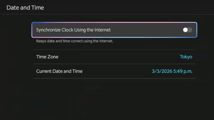 Date and Time Menu