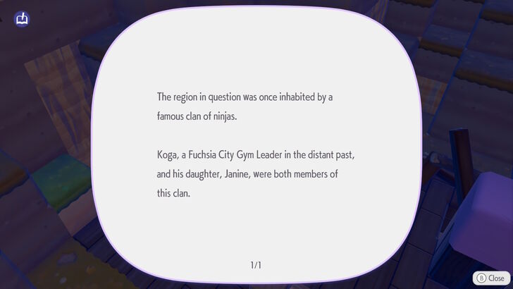 pokemon pokopia news article about koga of fuschia city