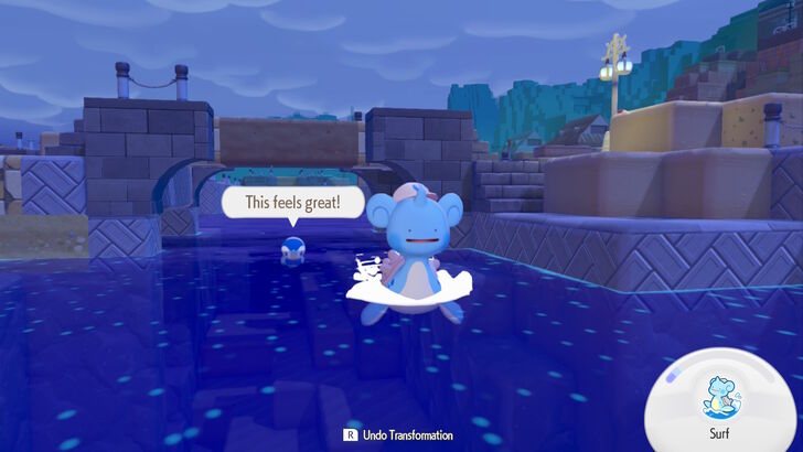 pokemon pokopia ditto using surf