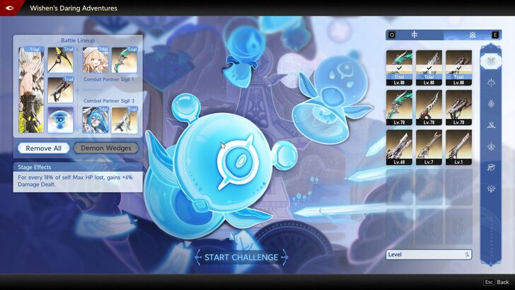 Use the Trial Characters and Weapons